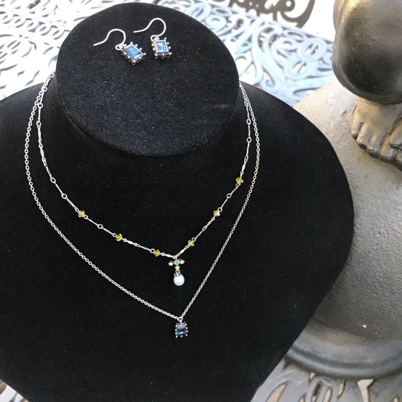 Vintage Y2K Gerard Yosca New York 2 Tiered Necklace matching earrings Set - Picture 3 of 12